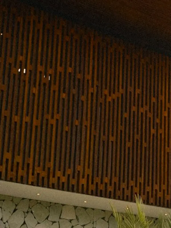 Dark vertical timber slats