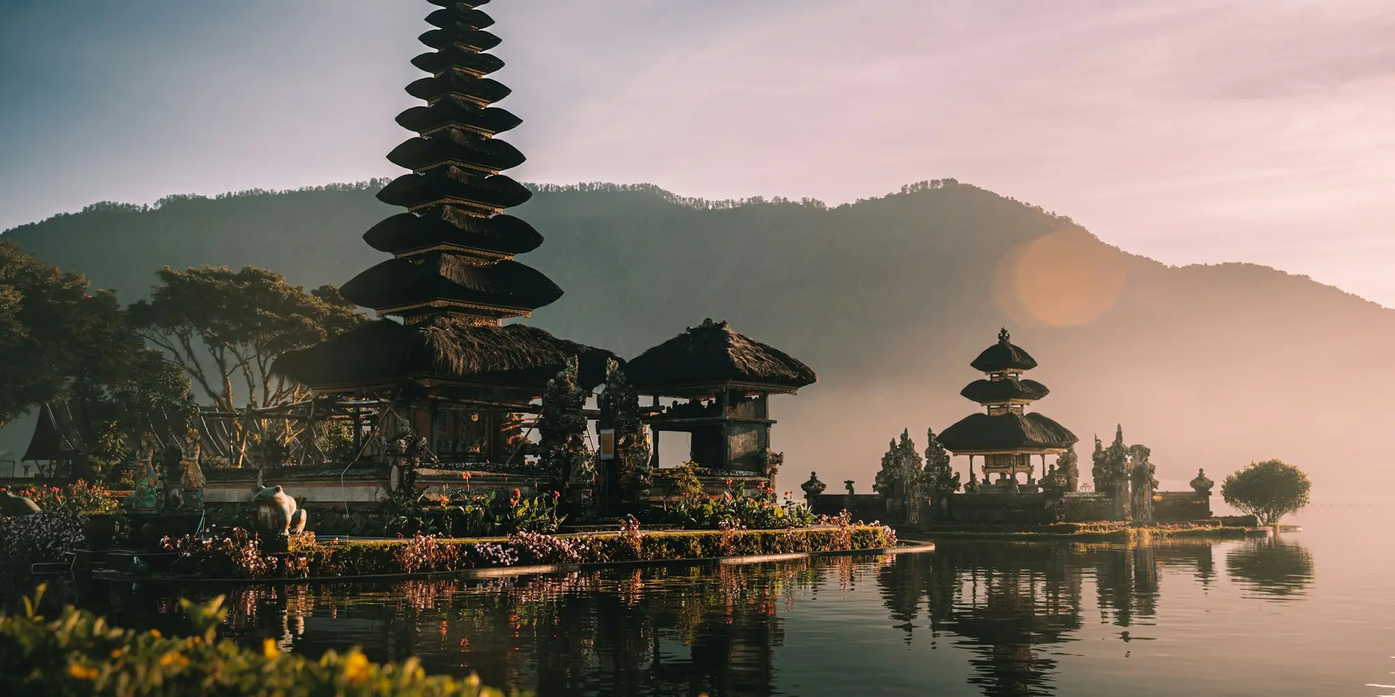Pura Ulun Danu Bratan on a misty lake
